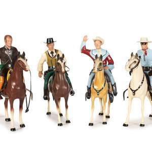 Appraisal: Four Vintage Hartland Plastic Film Cowboy Figures American Mid- th