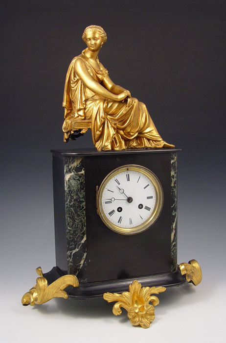 Appraisal: FRENCH JAPY FRERES FIGURAL BRONZE MANTLE CLOCK Marble with marble