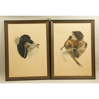 Appraisal: Two Limited Edition Hunting Dog Etchings Two limited edition hunting