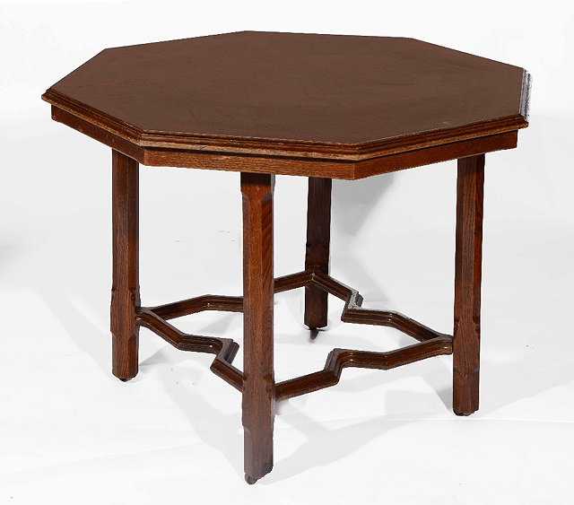 Appraisal: A Howard Sons Gothic Revival hall tablewith parquetry octagonal top