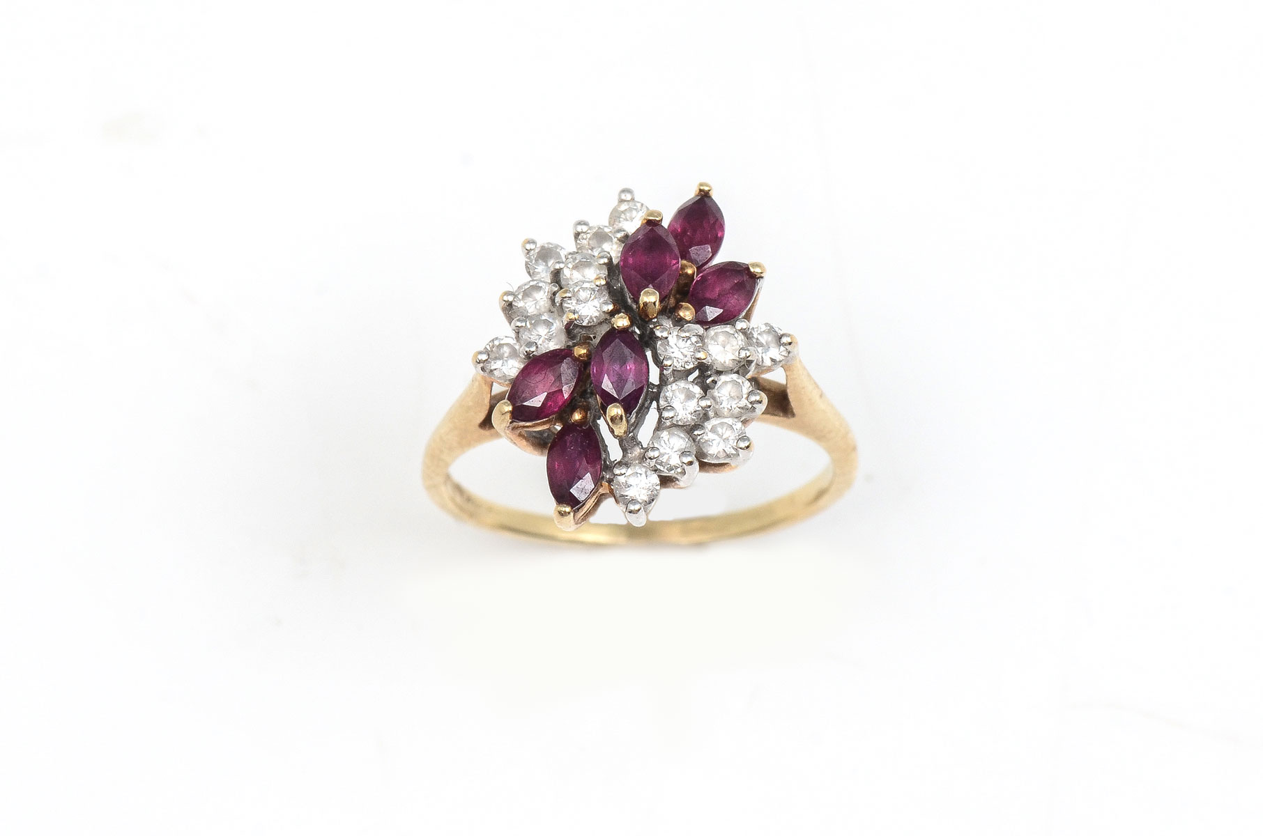 Appraisal: K DIAMOND RUBY RING K yellow gold ring contains round