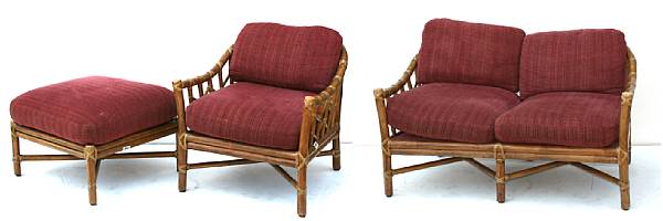 Appraisal: A Contemporary rattan suite McGuire Furniture Company th century comprising