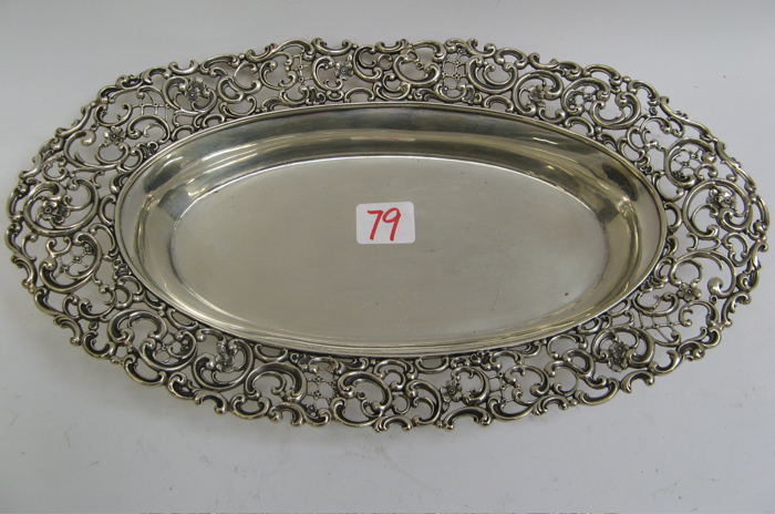 Appraisal: AMERICAN WHITING STERLING SILVER OVAL DISH the wide rim pierced