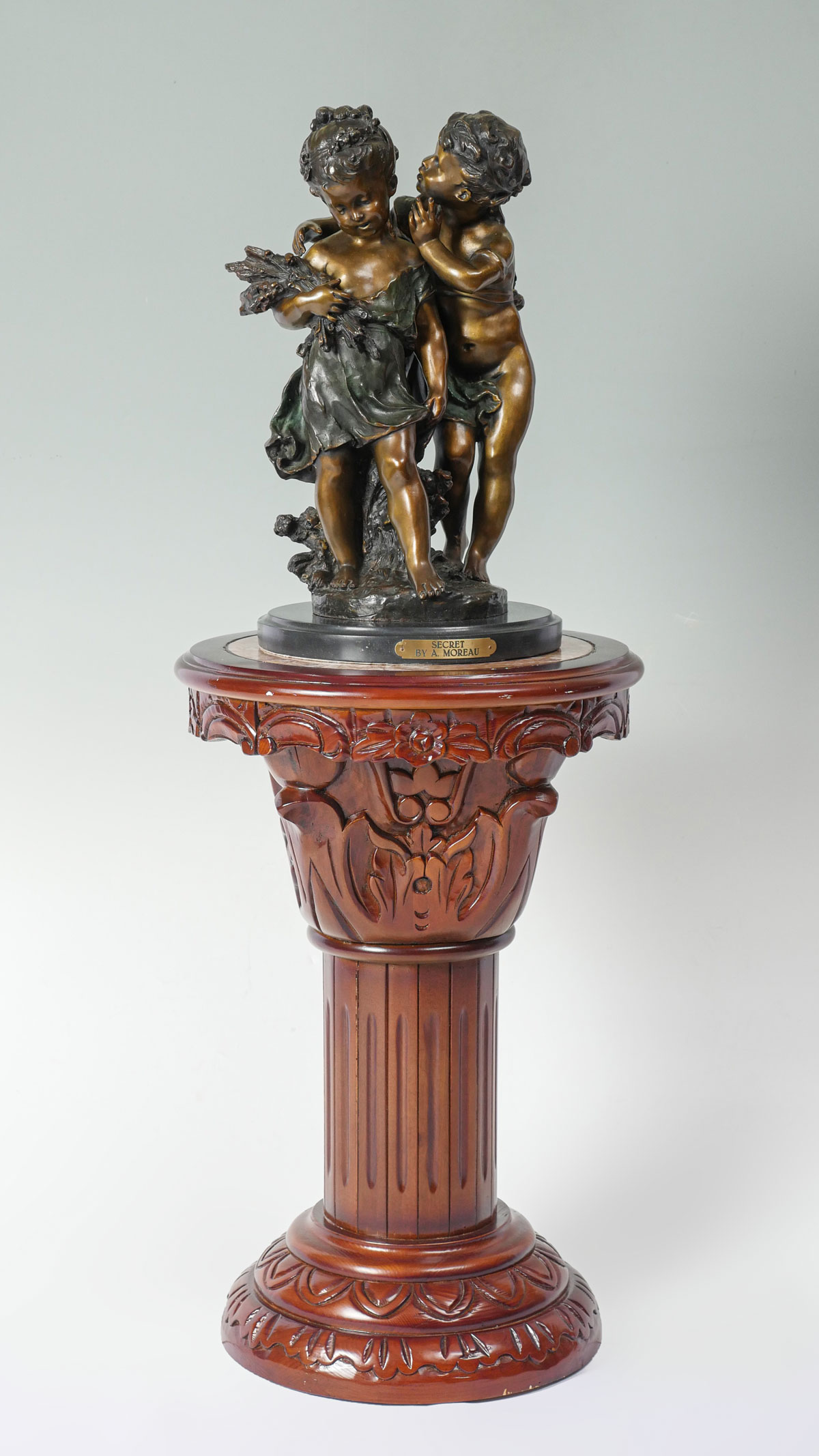 Appraisal: 'SECRET BRONZE AFTER MOREAU'' WITH PEDESTAL Patinated Bronze '' H