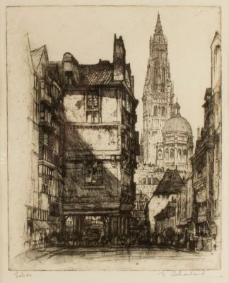 Appraisal: E Sharland Toledo Cathedral signed etching cm x cm