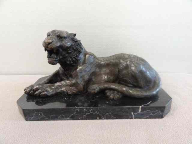 Appraisal: Unsigned Bronze Tiger on Marble Base From a New City