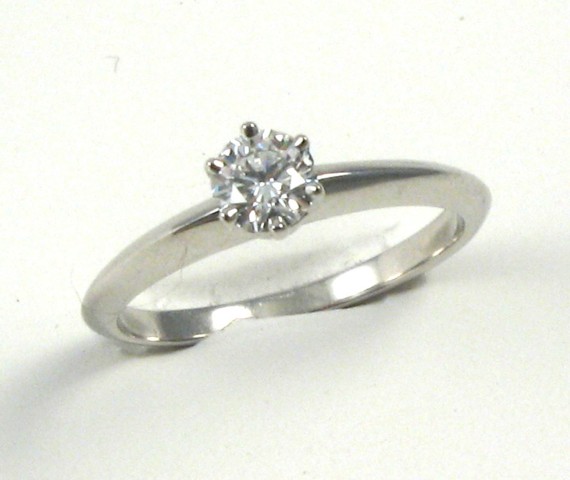 Appraisal: TIFFANY CO DIAMOND SOLITAIRE RING WITH APPRAISAL platinum band marked