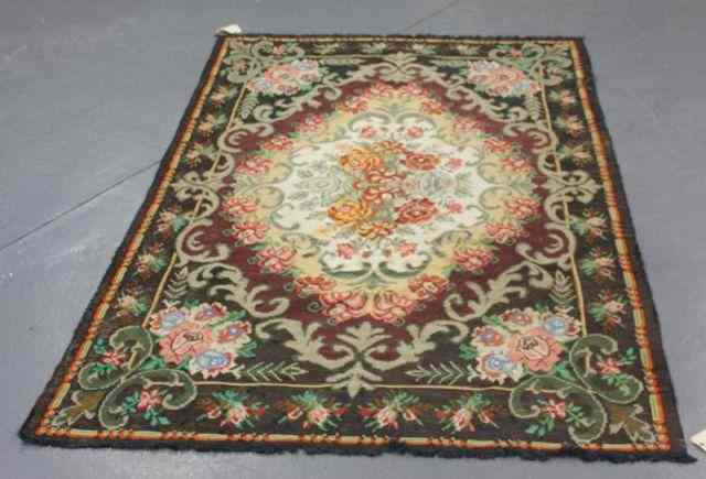 Appraisal: Needlepoint Carpet with Floral Design From a Brooklyn NY estate