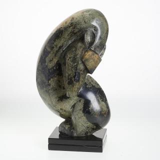 Appraisal: Modernist carved green stone figure of a deer Modernist carved