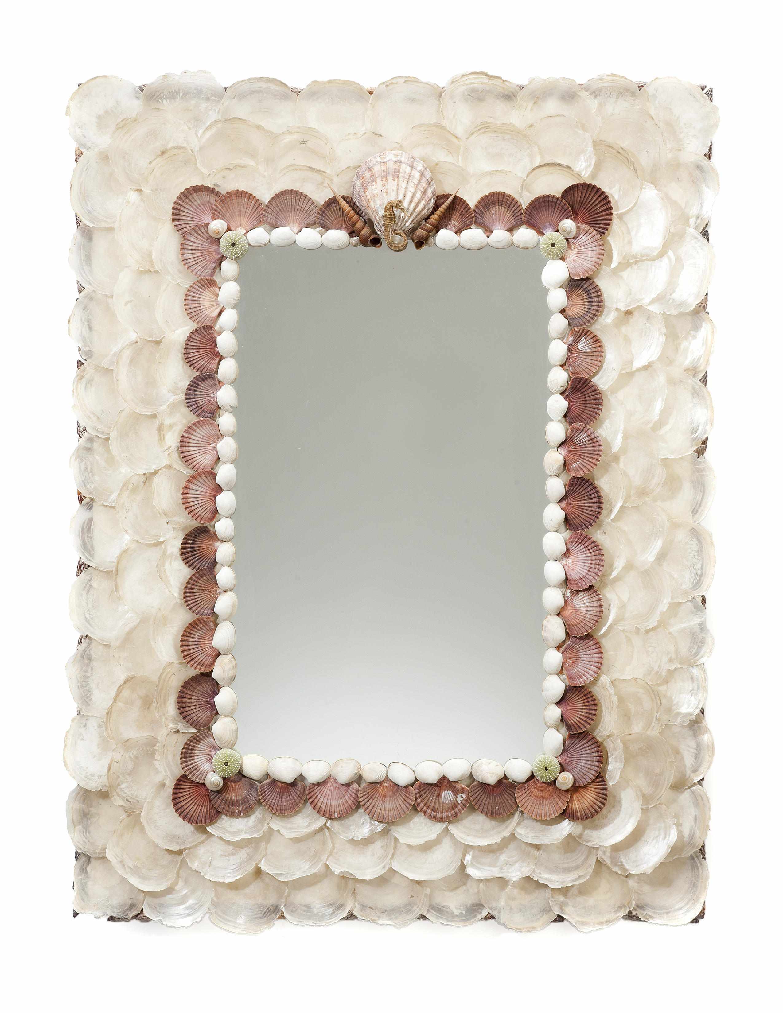 Appraisal: A shell decorated mirror height in cm width in cm