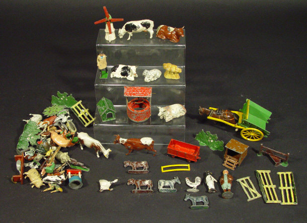 Appraisal: Collection of Britains and other painted lead farmyard animals buildings