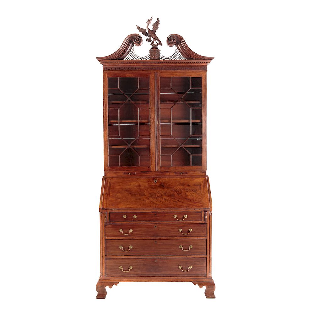 Appraisal: American Chippendale Mahogany Secretary Desk Philadelphia circa broken arched pediment