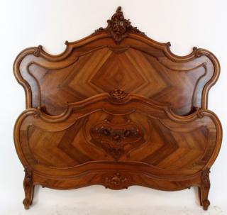 Appraisal: French Louis XV bed in carved walnut French Louis XV