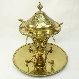 Appraisal: Monumental Antique Turkish Ottoman Brass Brazier with Large Brass Platform