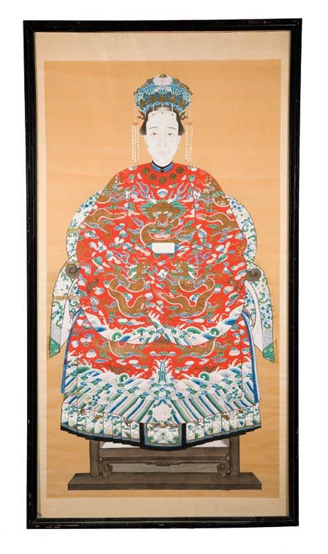 Appraisal: PORTRAIT OF AN EMPRESS EARLY TH CENTURY Gouache on fabric