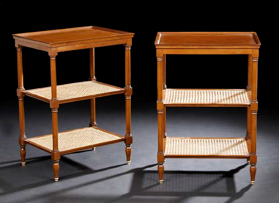 Appraisal: Pair of Mahogany and Cane Tiered Tables each with a