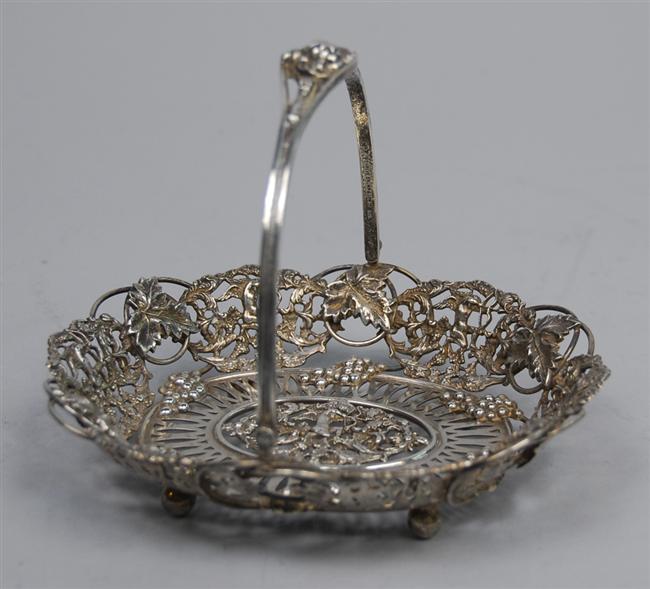 Appraisal: AMERICAN SILVER RETICULATED OVAL BASKET Fuchs Beiderhase New York maker