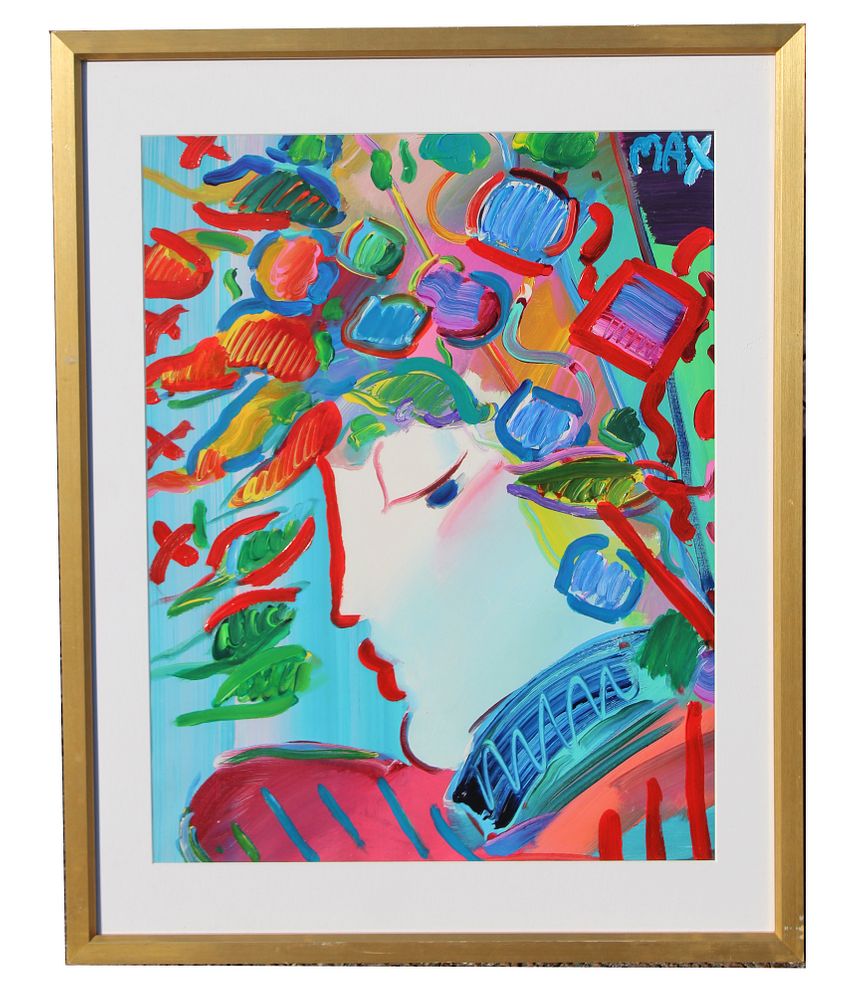 Appraisal: Peter Max Blushing Beauty I Mixed Media Peter Max German