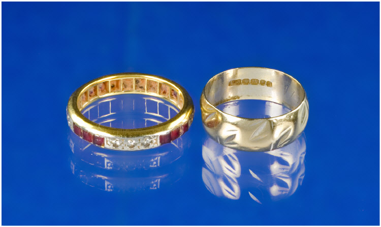 Appraisal: ct Gold Diamond And Ruby Full Eternity Ring Set With