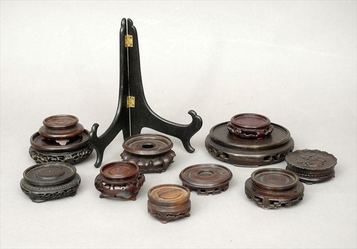 Appraisal: Assorted Chinese Carved Hardwood Stands and a Folding Plate Stand