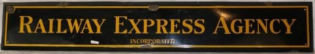 Appraisal: RAILWAY EXPRESS AGENCY INC PORCELAIN SIGN EARLY TH CENTURY YELLOW