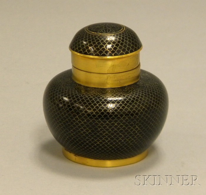 Appraisal: Gilt-metal Mounted Cloisonne Inkwell probably French ht in