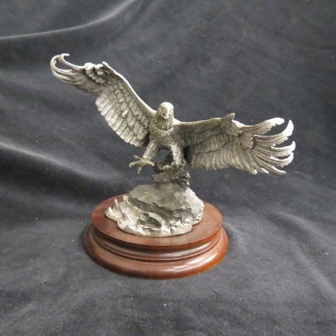 Appraisal: Chilmark Pewter Figurine Freedom Eagle in flight plus wood base