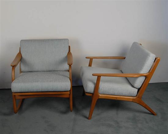 Appraisal: Scandinavian-style Z type Matching Rocker and Lounge Chair maple frame