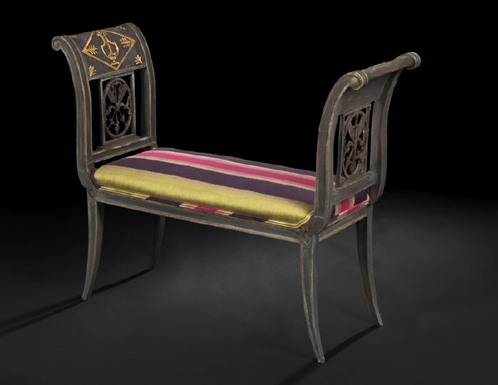 Appraisal: Directoire-Style Polychromed Window Seat late th century the padded rectangular