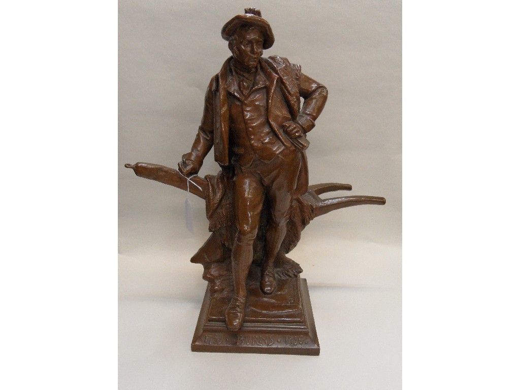 Appraisal: Bronzed spelter figure of Robert Burns after F W Pomeron