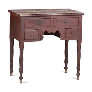 Appraisal: A Federal Red-Painted Walnut Dressing Table Circa retains a rich