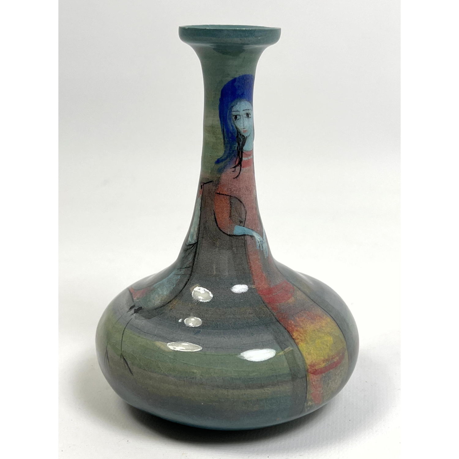 Appraisal: POLIA PILLIN Handcrafted Art Pottery Vase Hand painted image of