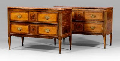 Appraisal: Pair Italian neoclassical commodes fruitwood with rosso antico marble tops