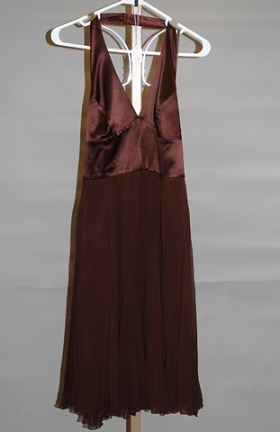 Appraisal: Silk Polyester chocolate brown low back halter style dress with