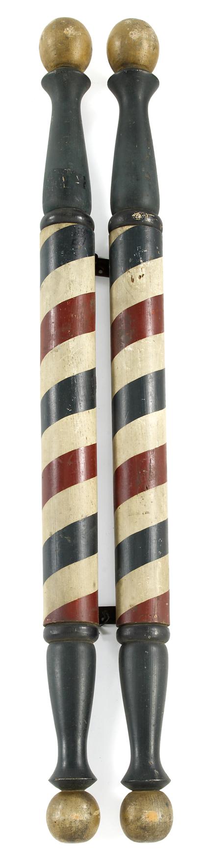 Appraisal: Pair of turn ed and painted barber poles late th