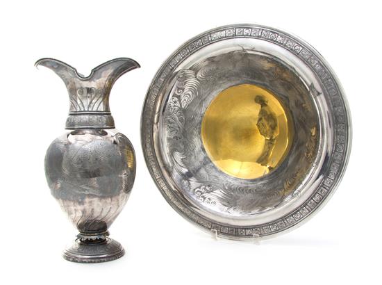 Appraisal: Sale Lot An American Silver-Plate Ewer and Basin Rogers Smith