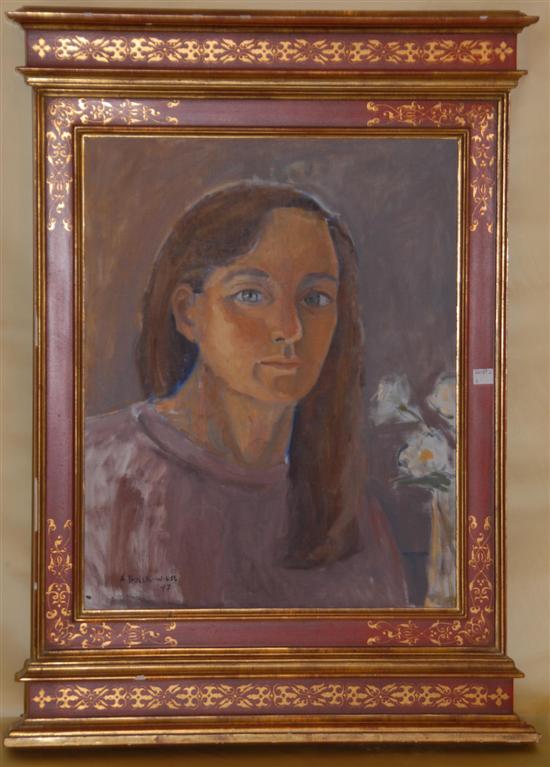 Appraisal: BULLIS-WIGSE ELIZABETH Oil on canvas self portrait signed lower left