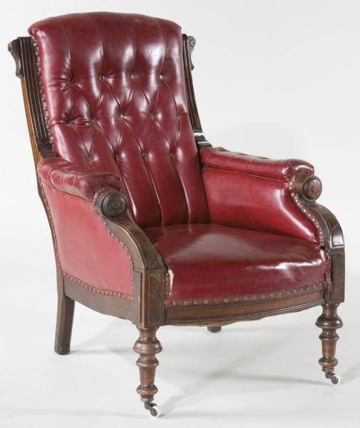 Appraisal: American Renaissance Revival Reading Chair circa walnut frame with some