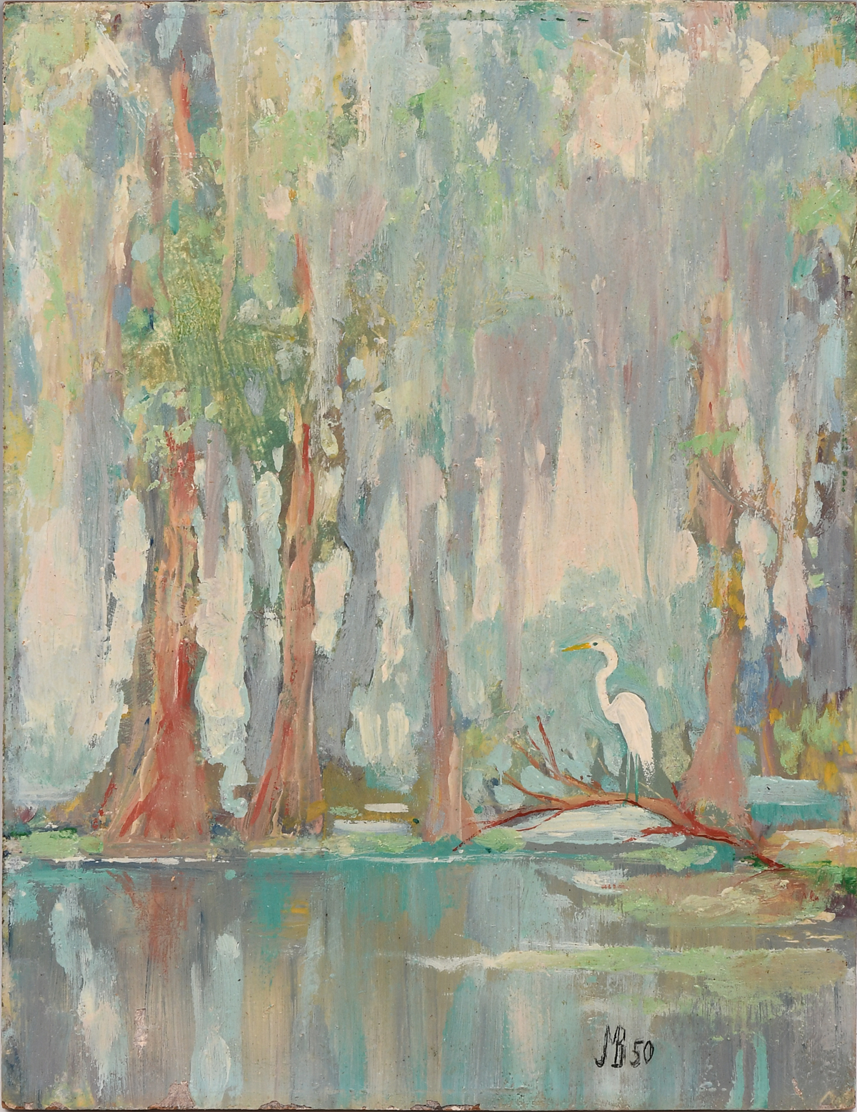 Appraisal: BROWN James McGibbon American - Florida Swamp Scene with Egret