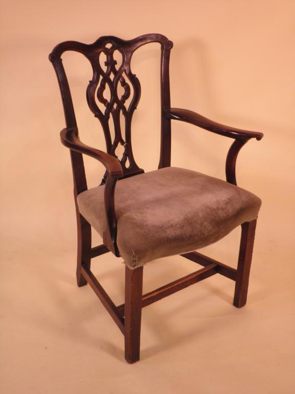 Appraisal: A pair of thC mahogany carver chairs each with a