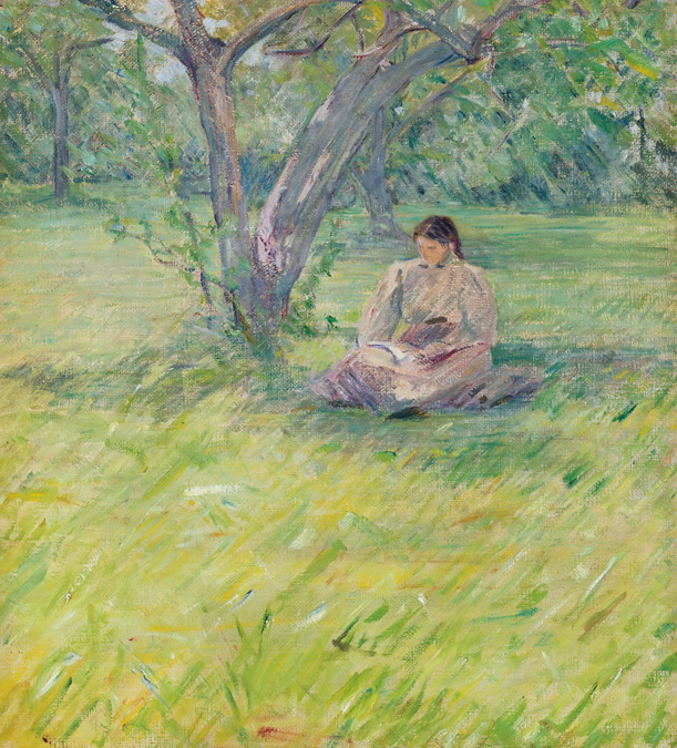 Appraisal: THEODORE ROBINSON American - Young Woman Reading in an Orchard