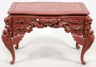 Appraisal: CHINESE HAND CARVED DESK CIRCA CHINESE HAND CARVED DESK CIRCA