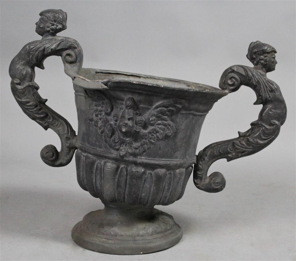 Appraisal: VICTORIAN CAST LEAD FIGURAL GARDEN URN h w in Provenance