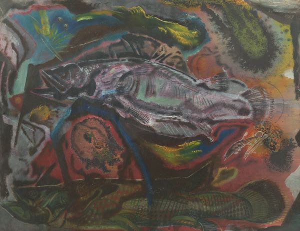 Appraisal: PAUL BOUGH TRAVIS AMERICAN - x Ancient Fish Mixed media