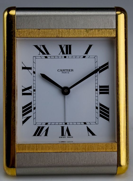 Appraisal: Cartier Tank Quartz Tone Desk Alarm Travel Clock Cartier France