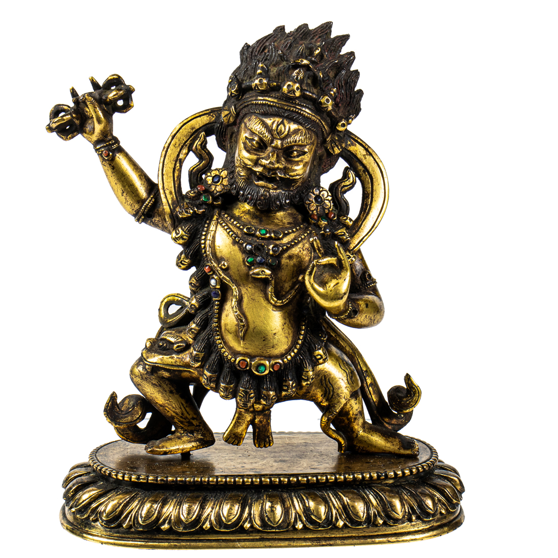 Appraisal: TIBETAN GILT BRONZE FIGURE OF MAHAKALA Tibetan gilt bronze figure