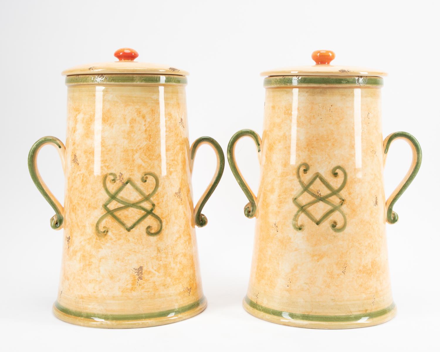 Appraisal: PAIR LARGE BOTANICA BY VIETRI LIDDED CANISTERS Two large Botanica