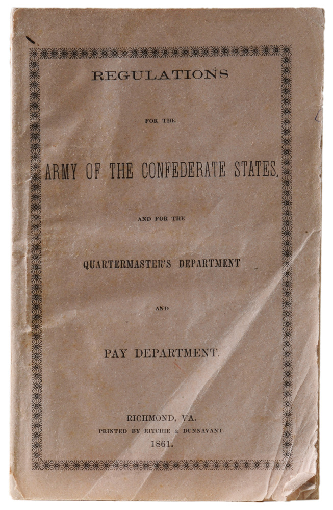 Appraisal: Civil War Confederate Imprint Regulations for the Army of the