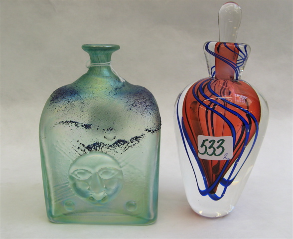 Appraisal: ART GLASS PERFUME AND BOTTLE pieces The perfume having a