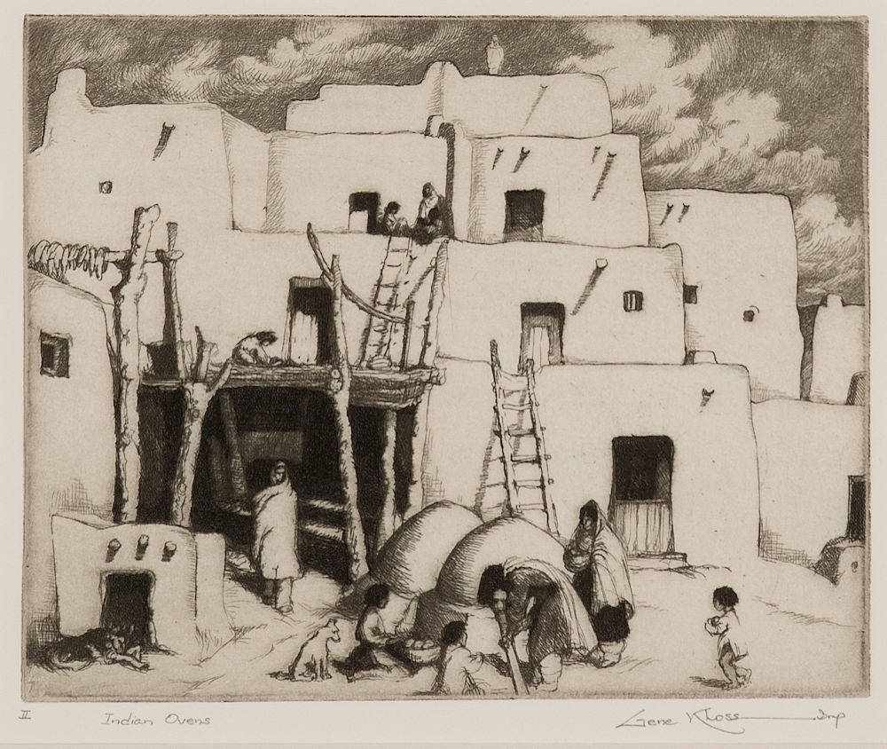 Appraisal: Gene Kloss Indian Ovens Kloss Gene - Indian Ovens etching